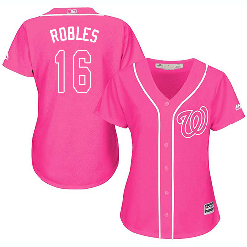 Nationals #16 Victor Robles Pink Fashion Women's Stitched MLB Jersey Nationals #16 Victor Robles Pink Fashion Women's Stitched MLB Jersey