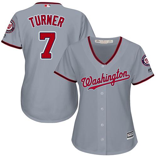 Nationals #7 Trea Turner Grey Road Women's Stitched MLB Jersey Nationals #7 Trea Turner Grey Road Women's Stitched MLB Jersey