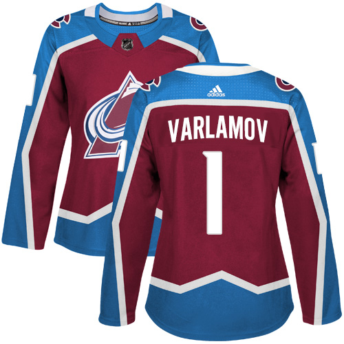 Adidas Avalanche #1 Semyon Varlamov Burgundy Home Authentic Women's Stitched NHL Jersey Adidas Avalanche #1 Semyon Varlamov Burgundy Home Authentic Women's Stitched NHL Jersey