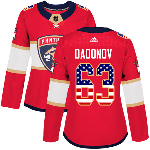 Adidas Panthers #63 Evgenii Dadonov Red Home Authentic USA Flag Women's Stitched NHL Jersey Adidas Panthers #63 Evgenii Dadonov Red Home Authentic USA Flag Women's Stitched NHL Jersey
