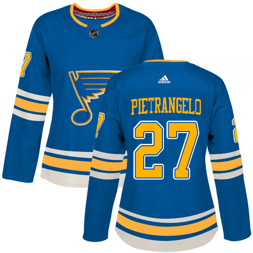 Adidas Blues #27 Alex Pietrangelo Blue Alternate Authentic Women's Stitched NHL Jersey Adidas Blues #27 Alex Pietrangelo Blue Alternate Authentic Women's Stitched NHL Jersey