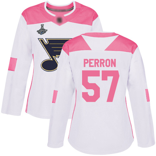 Adidas Blues #57 David Perron White/Pink Authentic Fashion Stanley Cup Champions Women's Stitched NHL Jersey Adidas Blues #57 David Perron White/Pink Authentic Fashion Stanley Cup Champions Women's Stitched NHL Jersey