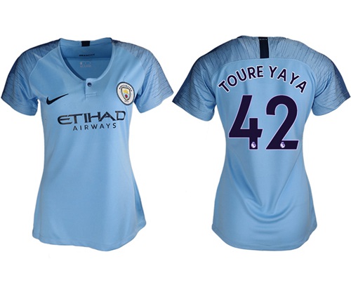 Women's Manchester City #42 Toure Yaya Home Soccer Club Jersey Women's Manchester City #42 Toure Yaya Home Soccer Club Jersey