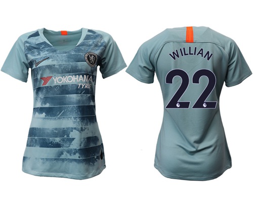 Women's Chelsea #22 Willian Third Soccer Club Jersey Women's Chelsea #22 Willian Third Soccer Club Jersey