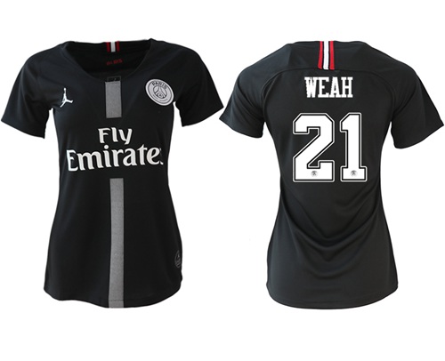 Women's Jordan Paris Saint-Germain #21 Weah Home Soccer Club Jersey Women's Jordan Paris Saint-Germain #21 Weah Home Soccer Club Jersey