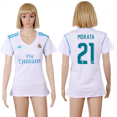 Women's Real Madrid #21 Morata Home Soccer Club Jersey Women's Real Madrid #21 Morata Home Soccer Club Jersey