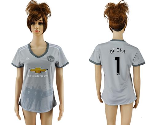 Women's Manchester United #1 De Gea Sec Away Soccer Club Jersey Women's Manchester United #1 De Gea Sec Away Soccer Club Jersey