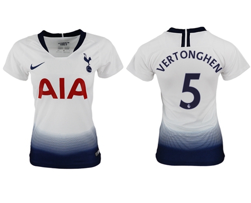 Women's Tottenham Hotspur #5 Vertonghen Home Soccer Club Jersey
