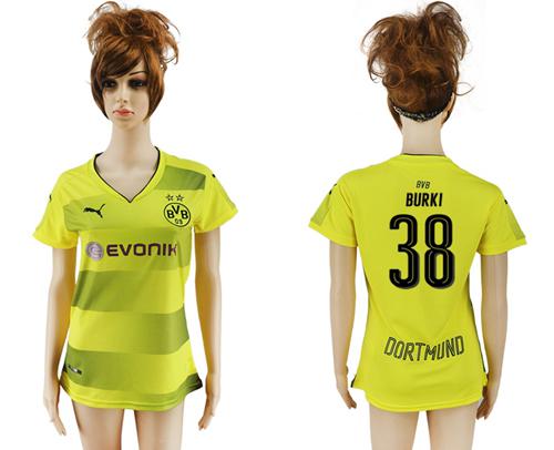 Women's Dortmund #38 Burki Home Soccer Club Jersey Women's Dortmund #38 Burki Home Soccer Club Jersey