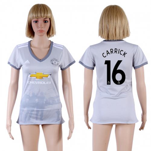 Women's Manchester United #16 Carrick Sec Away Soccer Club Jersey Women's Manchester United #16 Carrick Sec Away Soccer Club Jersey