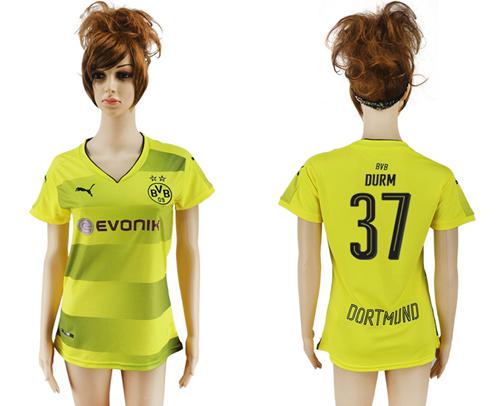 Women's Dortmund #37 Durm Home Soccer Club Jersey Women's Dortmund #37 Durm Home Soccer Club Jersey