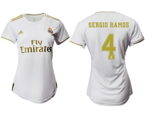 Women's Real Madrid #4 Sergio Ramos Home Soccer Club Jersey Women's Real Madrid #4 Sergio Ramos Home Soccer Club Jersey