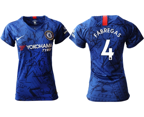 Women's Chelsea #4 Fabregas Home Soccer Club Jersey Women's Chelsea #4 Fabregas Home Soccer Club Jersey