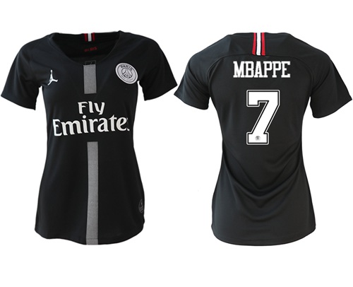 Women's Jordan Paris Saint-Germain #7 Mbappe Home Soccer Club Jersey