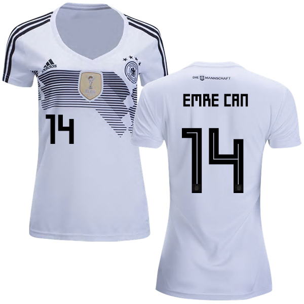 Women's Germany #14 Emre Can White Home Soccer Country Jersey Women's Germany #14 Emre Can White Home Soccer Country Jersey