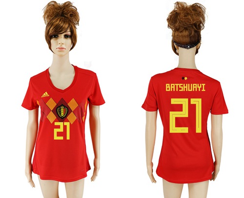 Women's Belgium #21 Batshuayi Red Home Soccer Country Jersey Women's Belgium #21 Batshuayi Red Home Soccer Country Jersey