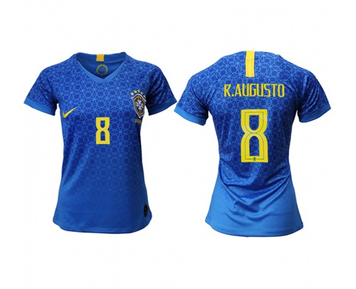 Women's Brazil #8 R.Augusto Away Soccer Country Jersey Women's Brazil #8 R.Augusto Away Soccer Country Jersey