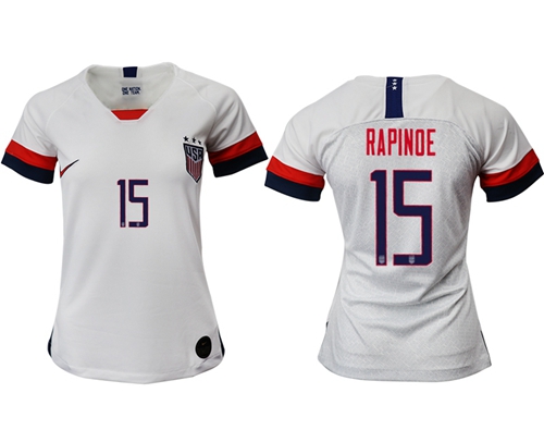 Women's USA #15 Rapinoe Home Soccer Country Jersey