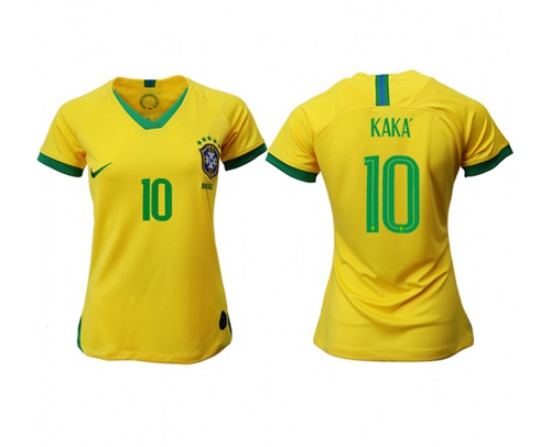 Women's Brazil #10 Kaka Home Soccer Country Jersey Women's Brazil #10 Kaka Home Soccer Country Jersey