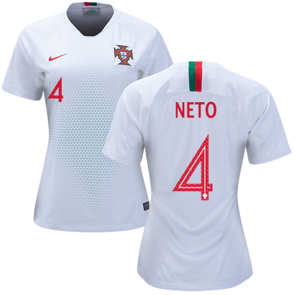 Women's Portugal #4 Neto Away Soccer Country Jersey Women's Portugal #4 Neto Away Soccer Country Jersey
