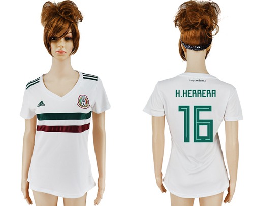 Women's Mexico #16 H.Herrera Away Soccer Country Jersey Women's Mexico #16 H.Herrera Away Soccer Country Jersey