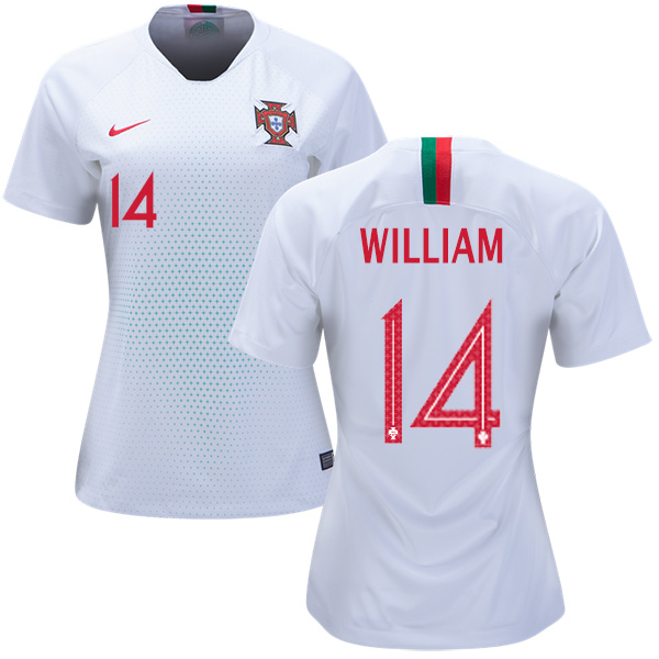 Women's Portugal #14 William Away Soccer Country Jersey Women's Portugal #14 William Away Soccer Country Jersey