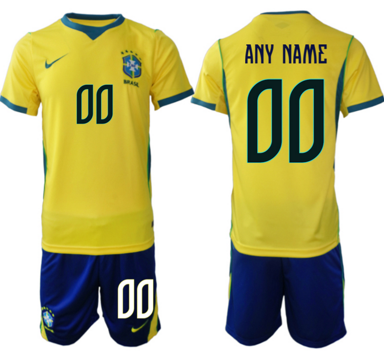 Women's Brazil Custom Yellow 2026 Away Soccer Jersey Suit