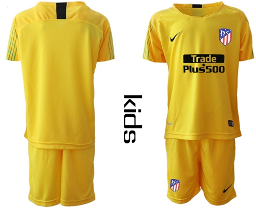 Atletico Madrid Blank Yellow Goalkeeper Kid Soccer Club Jersey Atletico Madrid Blank Yellow Goalkeeper Kid Soccer Club Jersey