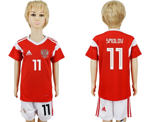 Russia #11 Smolov Home Kid Soccer Country Jersey Russia #11 Smolov Home Kid Soccer Country Jersey
