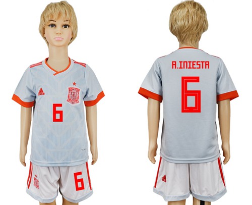 Spain #6 A.Iniesta Away Kid Soccer Country Jersey Spain #6 A.Iniesta Away Kid Soccer Country Jersey