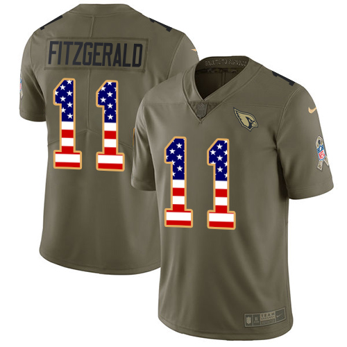 Nike Cardinals #11 Larry Fitzgerald Olive/USA Flag Youth Stitched NFL Limited 2017 Salute to Service Jersey Nike Cardinals #11 Larry Fitzgerald Olive/USA Flag Youth Stitched NFL Limited 2017 Salute to Service Jersey