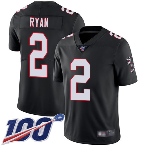 Nike Falcons #2 Matt Ryan Black Alternate Youth Stitched NFL 100th Season Vapor Limited Jersey Nike Falcons #2 Matt Ryan Black Alternate Youth Stitched NFL 100th Season Vapor Limited Jersey