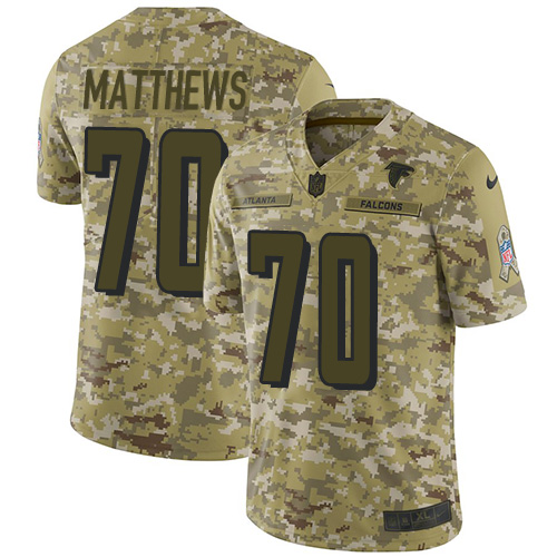 Nike Falcons #70 Jake Matthews Camo Youth Stitched NFL Limited 2018 Salute to Service Jersey Nike Falcons #70 Jake Matthews Camo Youth Stitched NFL Limited 2018 Salute to Service Jersey