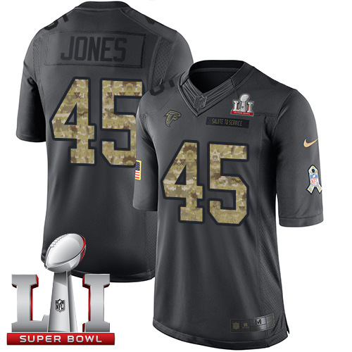 Nike Falcons #45 Deion Jones Black Super Bowl LI 51 Youth Stitched NFL Limited 2016 Salute to Service Jersey Nike Falcons #45 Deion Jones Black Super Bowl LI 51 Youth Stitched NFL Limited 2016 Salute to Service Jersey
