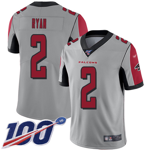 Nike Falcons #2 Matt Ryan Silver Youth Stitched NFL Limited Inverted Legend 100th Season Jersey Nike Falcons #2 Matt Ryan Silver Youth Stitched NFL Limited Inverted Legend 100th Season Jersey