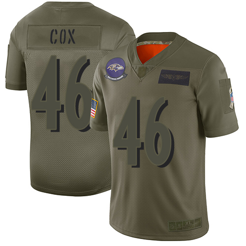 Nike Ravens #46 Morgan Cox Camo Youth Stitched NFL Limited 2019 Salute to Service Jersey