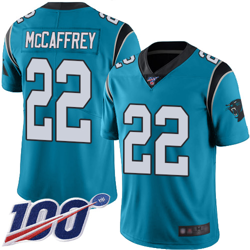 Nike Panthers #22 Christian McCaffrey Blue Alternate Youth Stitched NFL 100th Season Vapor Limited Jersey Nike Panthers #22 Christian McCaffrey Blue Alternate Youth Stitched NFL 100th Season Vapor Limited Jersey