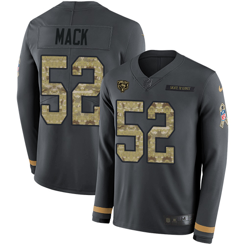 Nike Bears #52 Khalil Mack Anthracite Salute to Service Youth Stitched NFL Limited Therma Long Sleeve Jersey Nike Bears #52 Khalil Mack Anthracite Salute to Service Youth Stitched NFL Limited Therma Long Sleeve Jersey