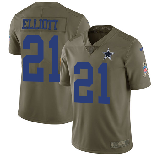 Nike Cowboys #21 Ezekiel Elliott Olive Youth Stitched NFL Limited 2017 Salute to Service Jersey Nike Cowboys #21 Ezekiel Elliott Olive Youth Stitched NFL Limited 2017 Salute to Service Jersey