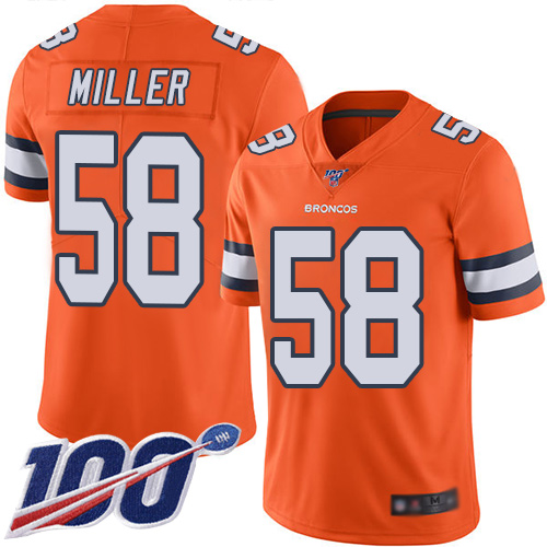 Nike Broncos #58 Von Miller Orange Youth Stitched NFL Limited Rush 100th Season Jersey Nike Broncos #58 Von Miller Orange Youth Stitched NFL Limited Rush 100th Season Jersey