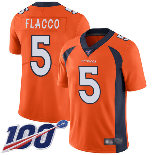 Nike Broncos #5 Joe Flacco Orange Team Color Youth Stitched NFL 100th Season Vapor Limited Jersey Nike Broncos #5 Joe Flacco Orange Team Color Youth Stitched NFL 100th Season Vapor Limited Jersey