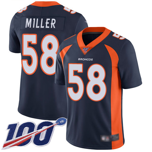 Nike Broncos #58 Von Miller Blue Alternate Youth Stitched NFL 100th Season Vapor Limited Jersey Nike Broncos #58 Von Miller Blue Alternate Youth Stitched NFL 100th Season Vapor Limited Jersey