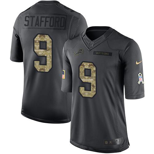 Nike Lions #9 Matthew Stafford Black Youth Stitched NFL Limited 2016 Salute to Service Jersey Nike Lions #9 Matthew Stafford Black Youth Stitched NFL Limited 2016 Salute to Service Jersey