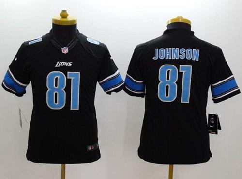 Nike Lions #81 Calvin Johnson Black Alternate Youth Stitched NFL Limited Jersey Nike Lions #81 Calvin Johnson Black Alternate Youth Stitched NFL Limited Jersey
