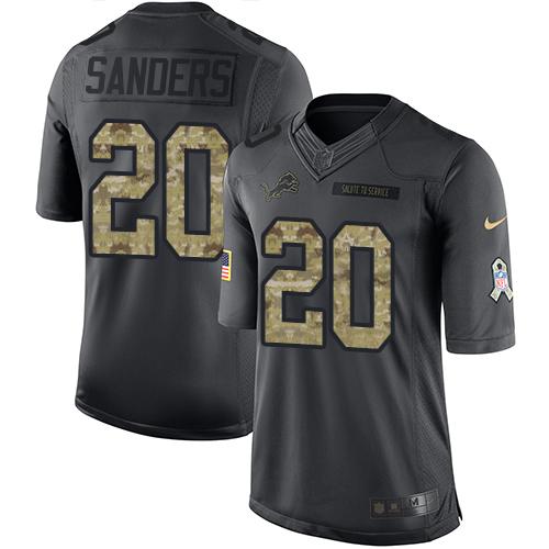 Nike Lions #20 Barry Sanders Black Youth Stitched NFL Limited 2016 Salute to Service Jersey Nike Lions #20 Barry Sanders Black Youth Stitched NFL Limited 2016 Salute to Service Jersey
