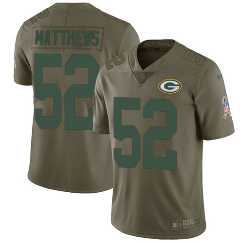 Nike Packers #52 Clay Matthews Olive Youth Stitched NFL Limited 2017 Salute to Service Jersey Nike Packers #52 Clay Matthews Olive Youth Stitched NFL Limited 2017 Salute to Service Jersey