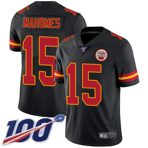 Nike Chiefs #15 Patrick Mahomes Black Youth Stitched NFL Limited Rush 100th Season Jersey Nike Chiefs #15 Patrick Mahomes Black Youth Stitched NFL Limited Rush 100th Season Jersey