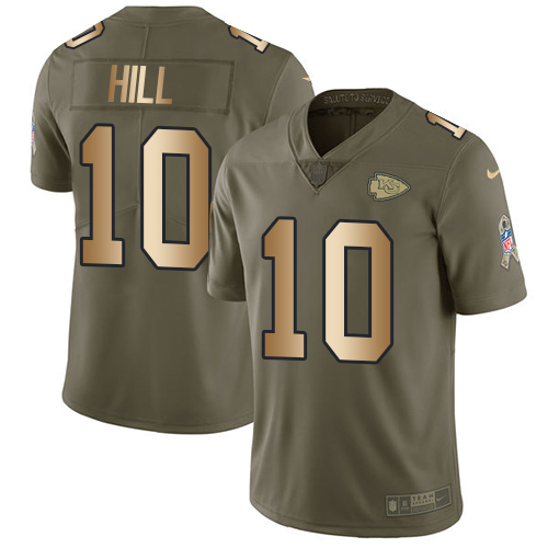 Nike Chiefs #10 Tyreek Hill Olive/Gold Youth Stitched NFL Limited 2017 Salute to Service Jersey Nike Chiefs #10 Tyreek Hill Olive/Gold Youth Stitched NFL Limited 2017 Salute to Service Jersey