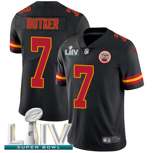 Nike Chiefs #7 Harrison Butker Black Super Bowl LIV 2020 Youth Stitched NFL Limited Rush Jersey Nike Chiefs #7 Harrison Butker Black Super Bowl LIV 2020 Youth Stitched NFL Limited Rush Jersey