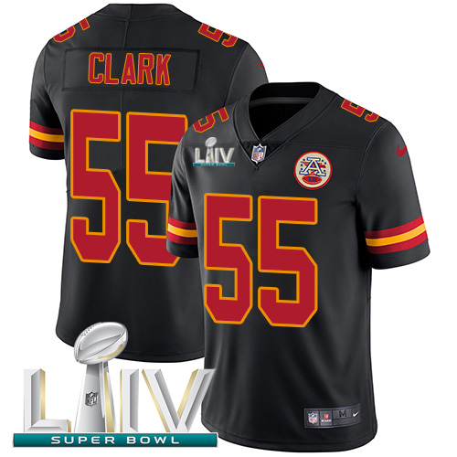 Nike Chiefs #55 Frank Clark Black Super Bowl LIV 2020 Youth Stitched NFL Limited Rush Jersey Nike Chiefs #55 Frank Clark Black Super Bowl LIV 2020 Youth Stitched NFL Limited Rush Jersey